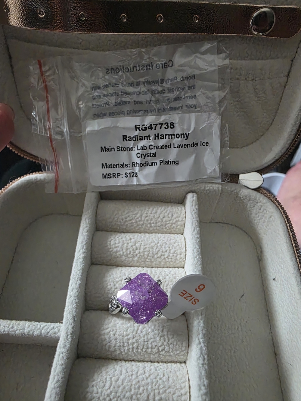 Bomb Party Lavender Ice Crystal Ring - Size 6